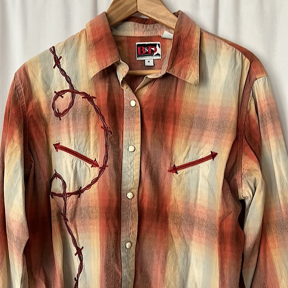 Brooks & Dunn Panhandle Slim Plaid Long Sleeve Button Shirt Top **Sz XL**🌸🌸 - Picture 3 of 4